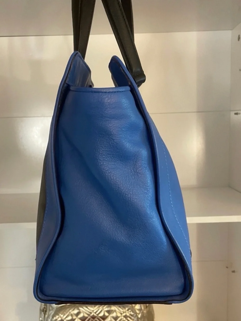 Rare limited edition kate spade Black and Blue Leather Top-Handle Tote